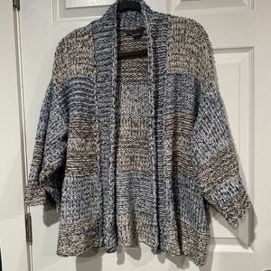 Vince Blue Gray Marled Chunky Open Front Cardigan Sweater size XS/S
